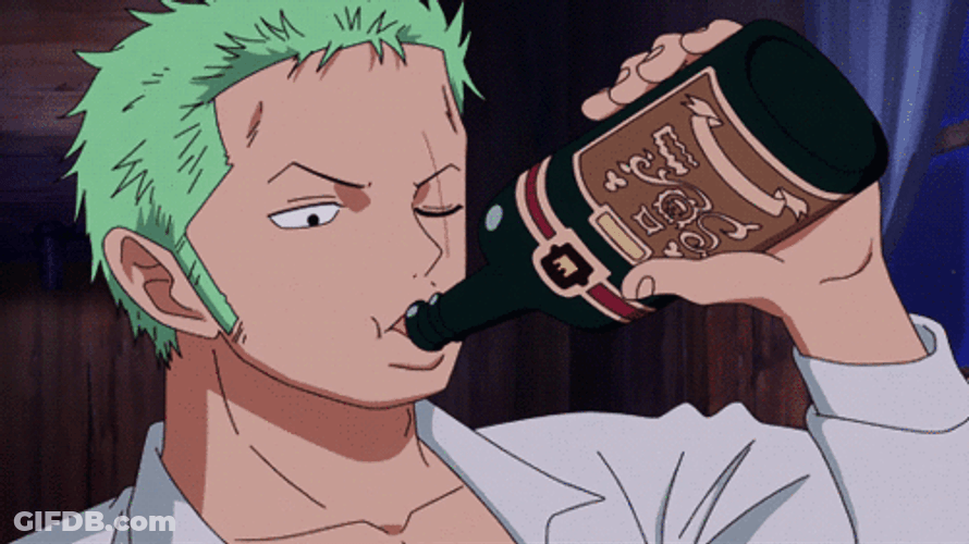 Roronoa Zoro Drinking Liquor GIF