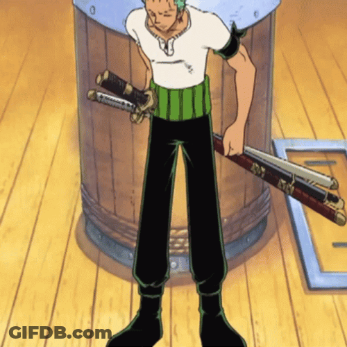 Roronoa Zoro Hugging His Swords GIF