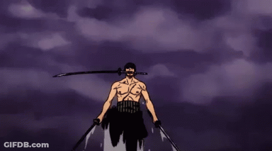 Roronoa Zoro Jumping With Swords GIF