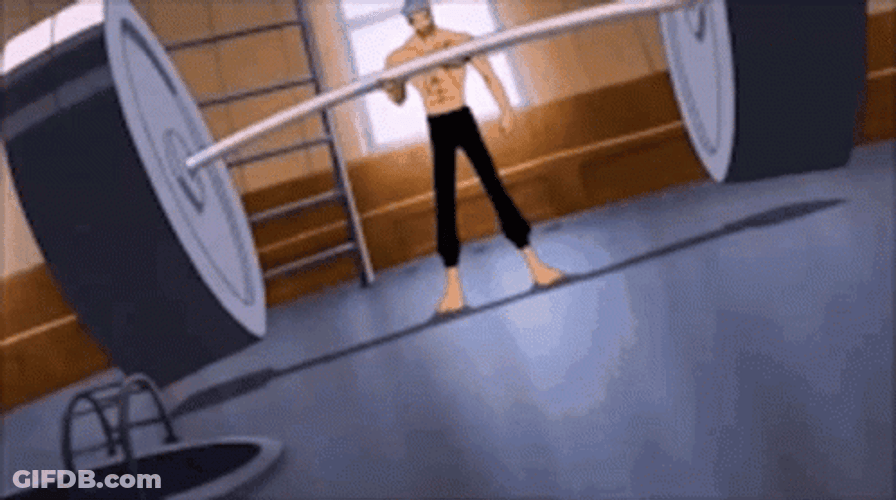 Roronoa Zoro Lifting Massive Weights GIF