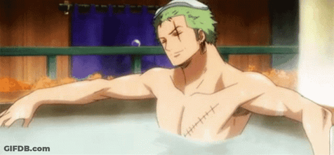 Roronoa Zoro Taking Warm Bath GIF