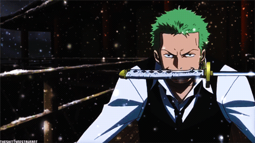 Roronoa Zoro With Falling Snow GIF