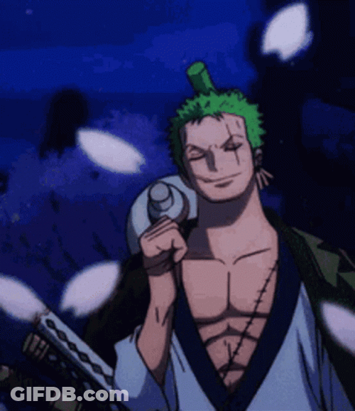 Roronoa Zoro With Sakura Petals GIF