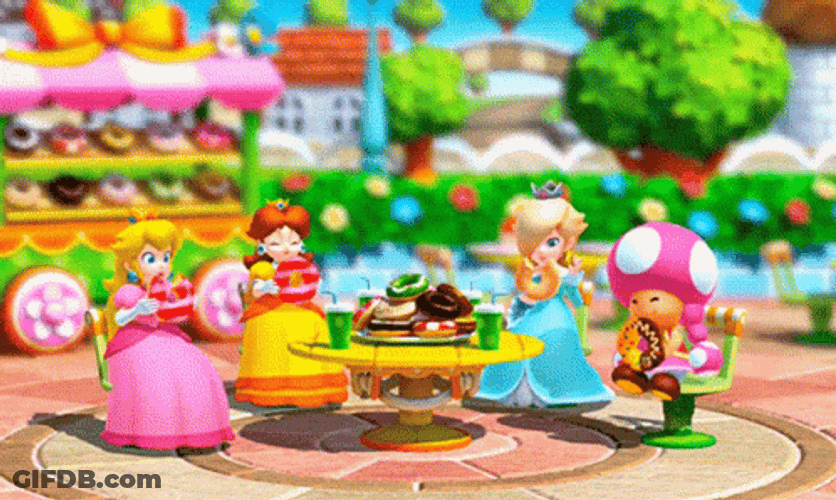 Rosalina Super Mario Characters Tea Party GIF
