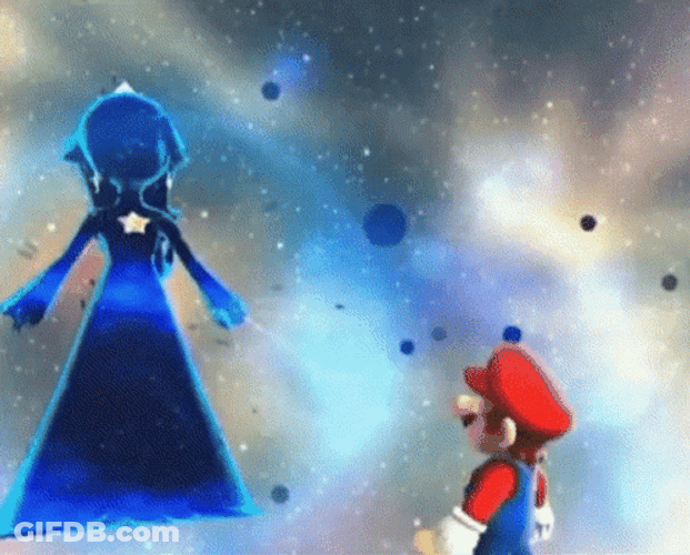 Rosalina Transforming Shocked Super Mario GIF