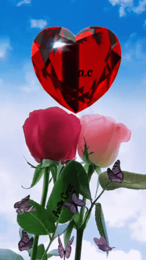 Rosas And Diamond Heart GIF