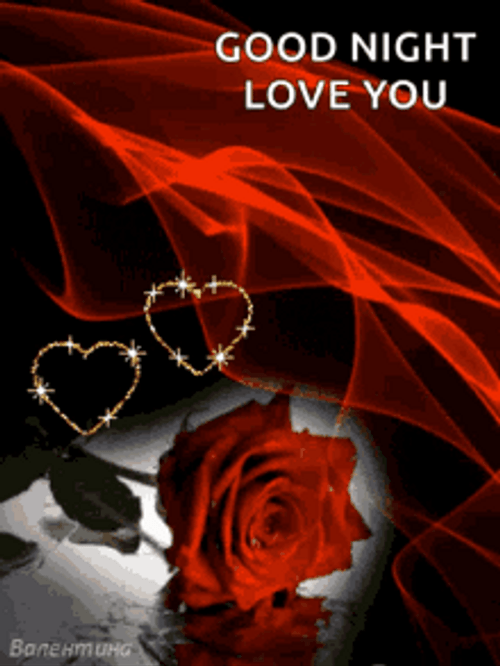 Rose And Shiny Hearts Good Night Love You GIF
