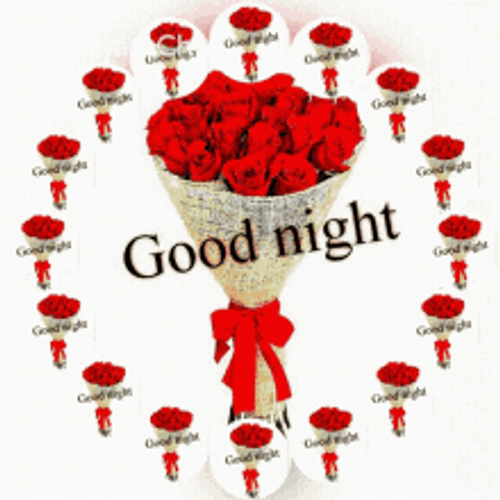 Rose Bouquet Moving In Circles Good Night GIF