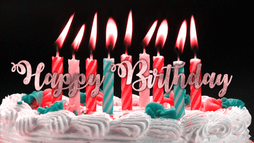 Rose Gold Happy Birthday Wishes Lighted Candles GIF