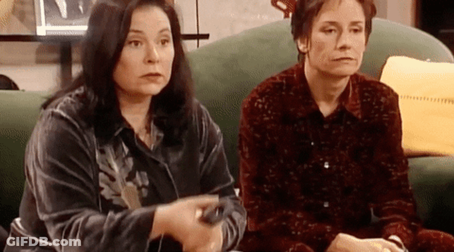 Roseanne Watching TV Reacting Surprised GIF