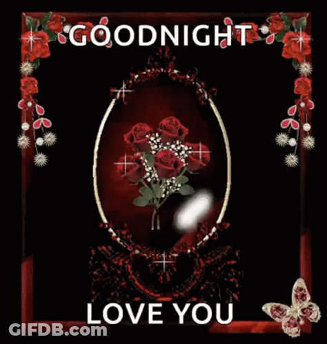 Roses In A Frame Saying Goodnight Love You GIF