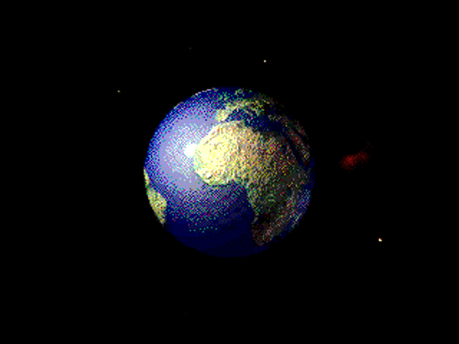Rotating Earth Exploding Fire Poof Outer Space GIF