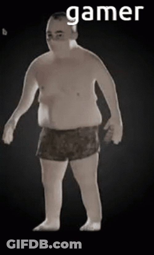 Rotating Fat Guy Gamer GIF
