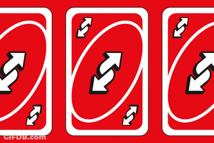 Rotating Multicolored Uno Reverse Card GIF