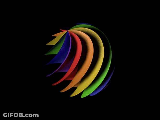 Rotating Rainbow Spirals GIF