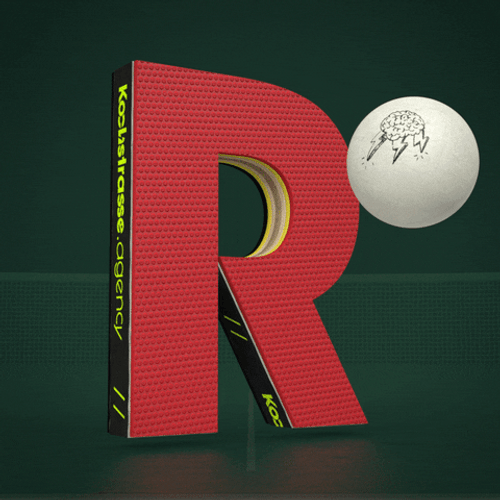 Rotating Red R And Ping Pong Ball GIF