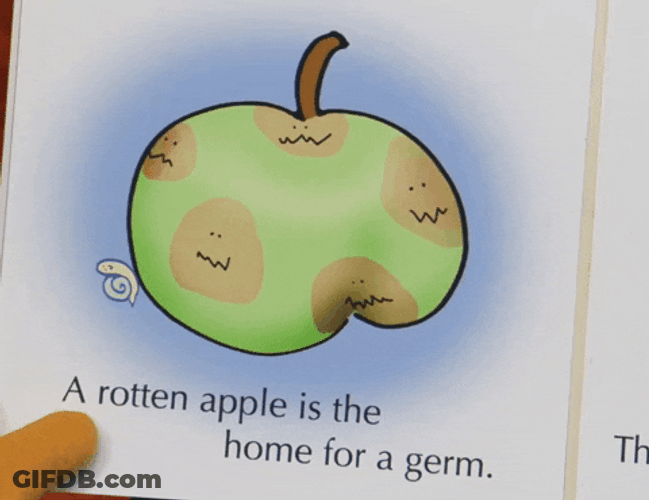 Rotten Apple Is The Home Of Germs GIF
