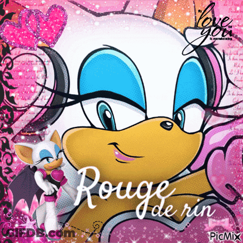 Rouge The Bat From Sonic On Pink Background GIF