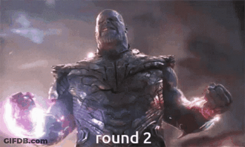 Round 2 Marvel Thanos Laughing GIF