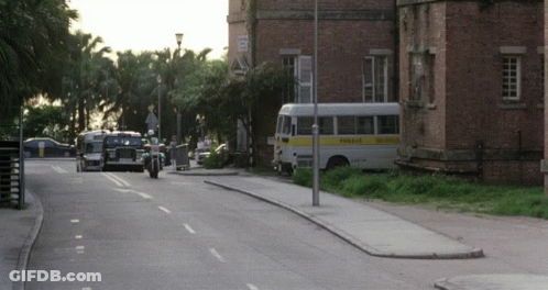 Row Of Buses Parked Saying Bus Service GIF