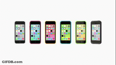Row Of Colored Cell Phones GIF