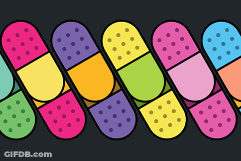 Row Of Colorful Polka Dot Bandages GIF