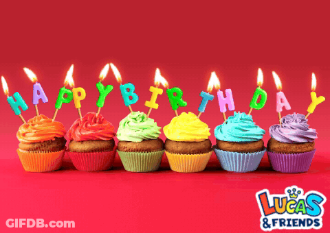 Row Of Cupcakes With Happy Birthday Candles GIF