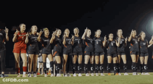 Row Of Female Soccer Players In Texas Tech Jerseys GIF
