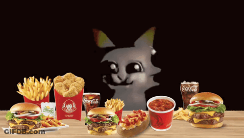 Row Of Hamburgers Fries Nuggets And Coca Cola GIF