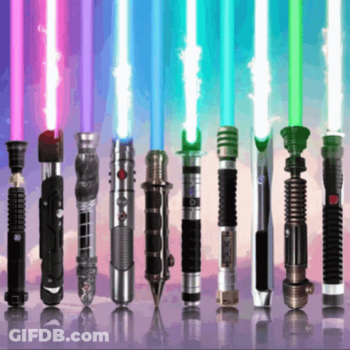 Row Of Lightsabers Lined Up GIF
