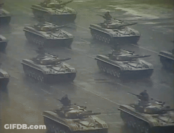 Row Of Military Tanks GIF
