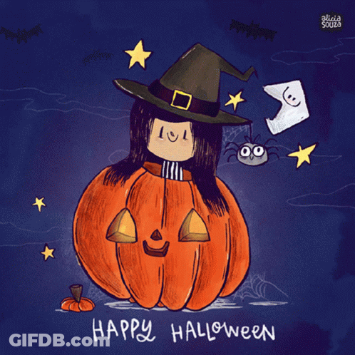 Row Of Pumpkins Saying Light Up Those Pumpkins And Stock Up On Candy GIF
