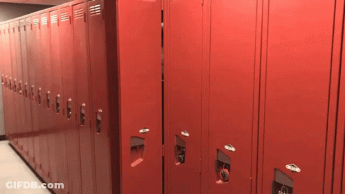 Row Of Red Lockers GIF