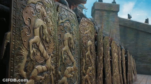 Row Of Shields With Dragons GIF