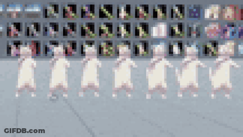 Row Of White Cats Pixelated GIF