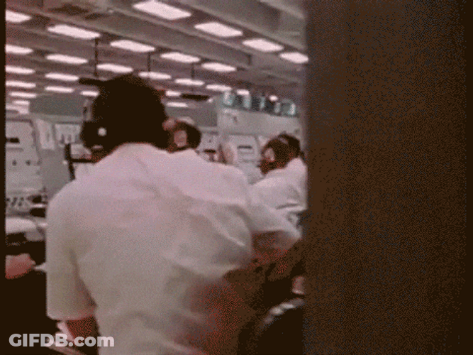 Rows Of Staff Members At Nasa GIF