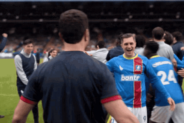 Roy Kent Ted Lasso Handshake Headbutt GIF