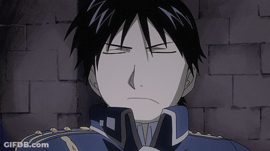 Roy Mustang Fullmetal Alchemist Annoyed Slouch GIF