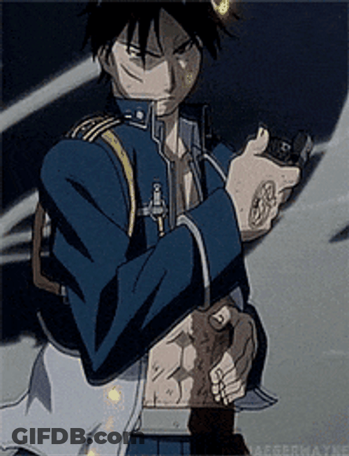 Roy Mustang Fullmetal Alchemist Hand Electricity Flowing GIF