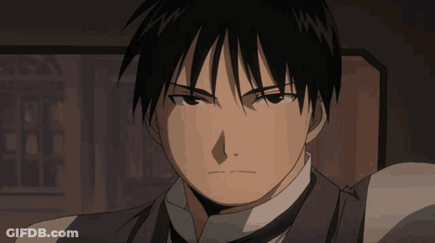 Roy Mustang Fullmetal Alchemist Serious Face Talking GIF