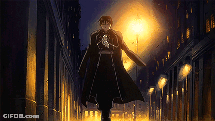 Roy Mustang Fullmetal Alchemist Walking Streets Night GIF