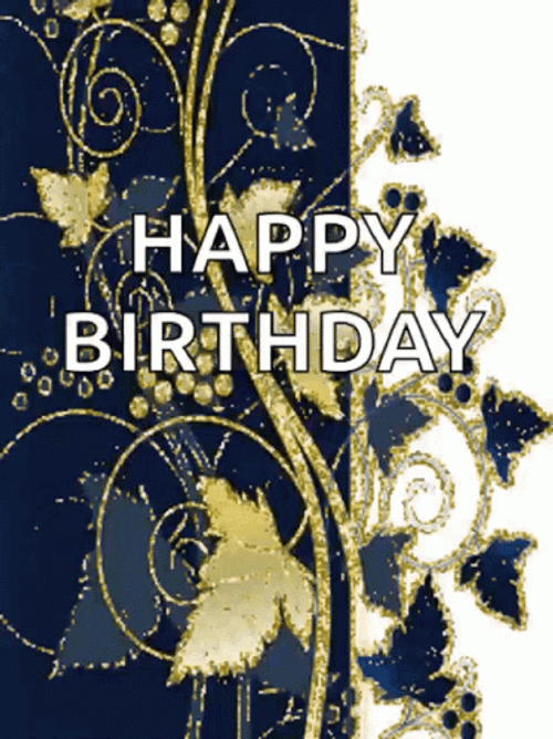 Royal Blue Glitter Happy Birthday GIF