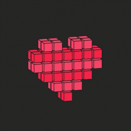 Rubik's Cube Heart Reverse Spin GIF