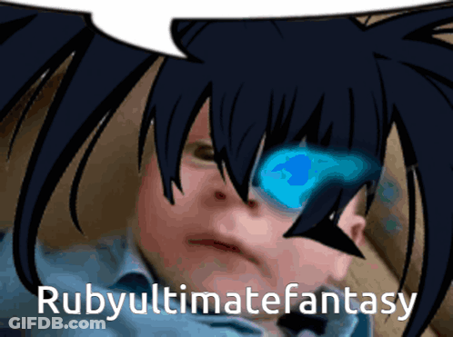 Rubyultimatefantasy Is Written On A Picture Of A Person GIF