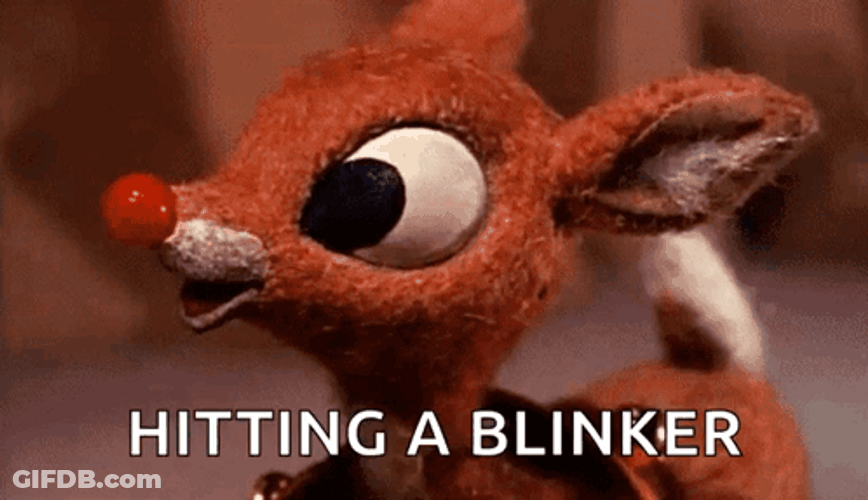 Rudolph Hitting A Blinker GIF