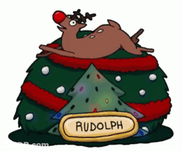 Rudolph Spinning On Christmas Tree GIF