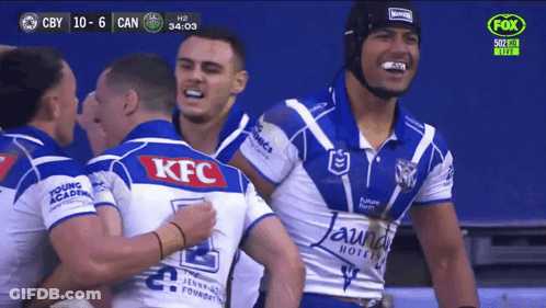Rugby Players In KFC Jerseys Celebrate GIF