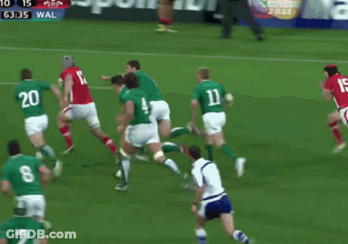 Rugby Players On Field With DHL Advertising GIF