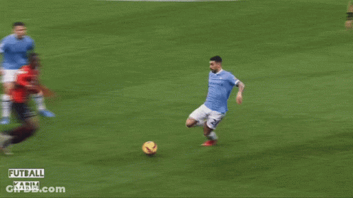 Rugby Players Running On Field In Front Of NRL.com Sign GIF