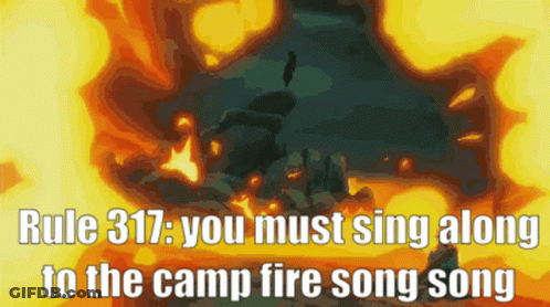 Rule 317 Says That You Must Sing Along To The Camp Fire Song GIF